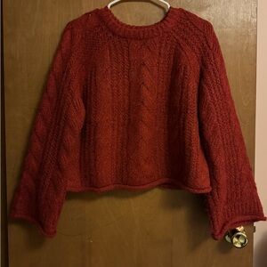 Cozy Red Cable Knit Sweater